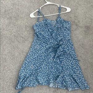 SHEIN Blue Dress with White Heart Pattern
